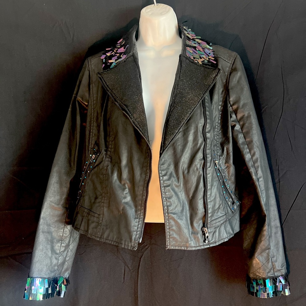 Brand: Musephoria/ Size:Medium/ Color: Black Leather with Dark Iridescent areas